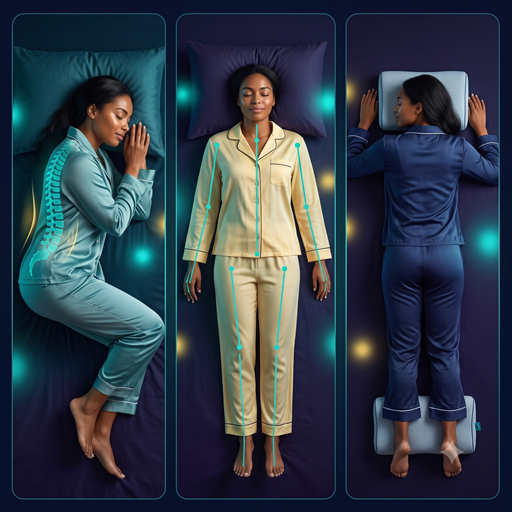 Illustrated adult side, back and stomach sleeping positions